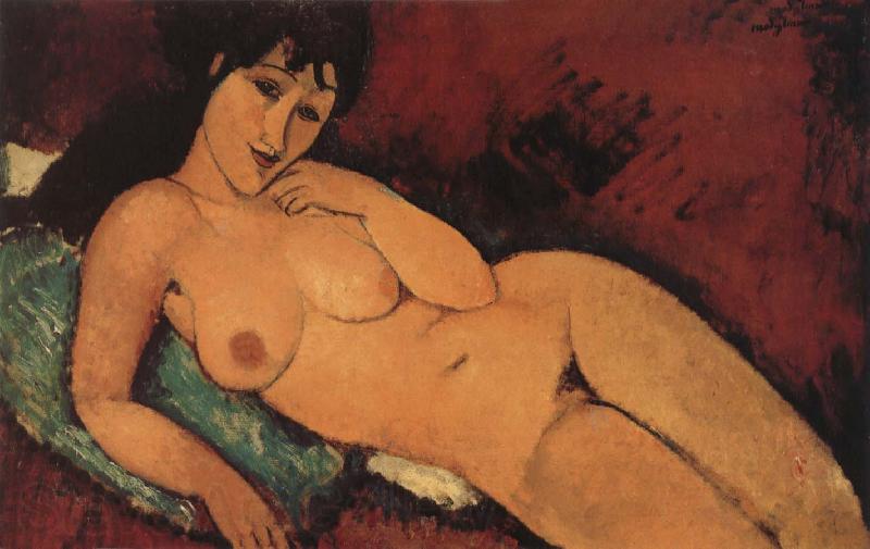 Amedeo Modigliani Nude on a blue cushion